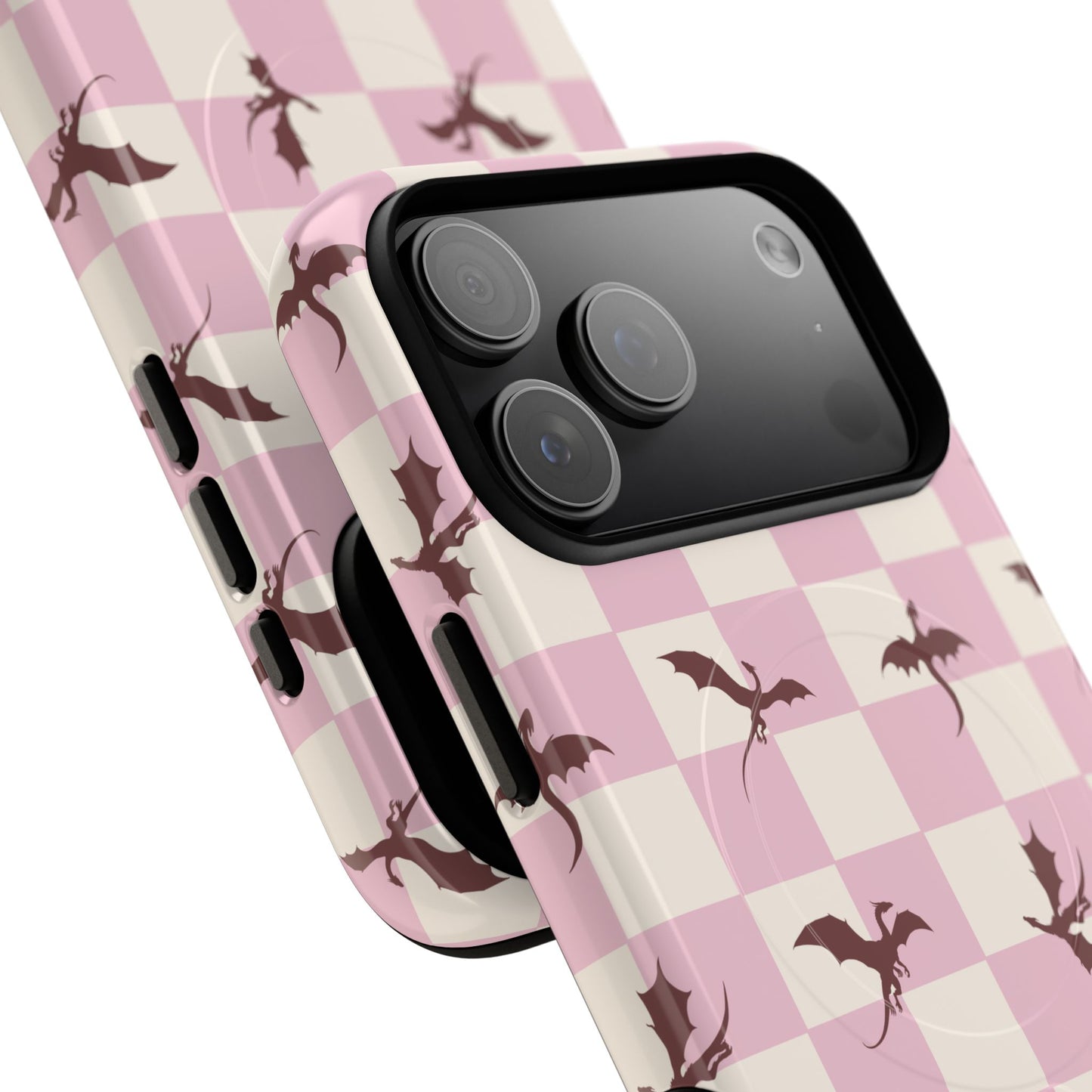 Dragon Check Phone Case — Pink